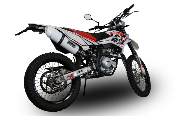 Exhaust compatible with Beta RR 125 Enduro Lc 4t 2010-2018, Albus Ceramic, Slip-on exhaust including removable db killer and link pipe, EPA-compliant 