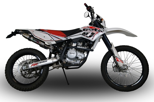 Exhaust compatible with Beta RR 125 Enduro Lc 4t 2010-2018, Deeptone Inox, Slip-on exhaust including removable db killer and link pipe 