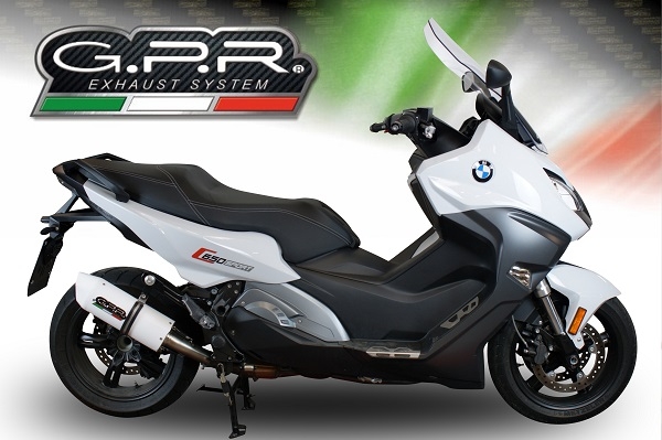 Exhaust compatible with Bmw C650 Sport 2016-2020, Albus Evo4, Slip-on exhaust including removable db killer and link pipe 