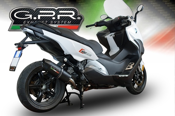 Exhaust compatible with Bmw C650 Sport 2016-2020, Furore Evo4 Nero, Slip-on exhaust including removable db killer and link pipe, EPA-compliant 