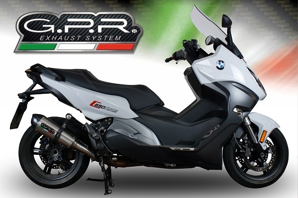 Exhaust compatible with Bmw C650 Sport 2016-2020, GP Evo4 Titanium, Slip-on exhaust including removable db killer and link pipe 