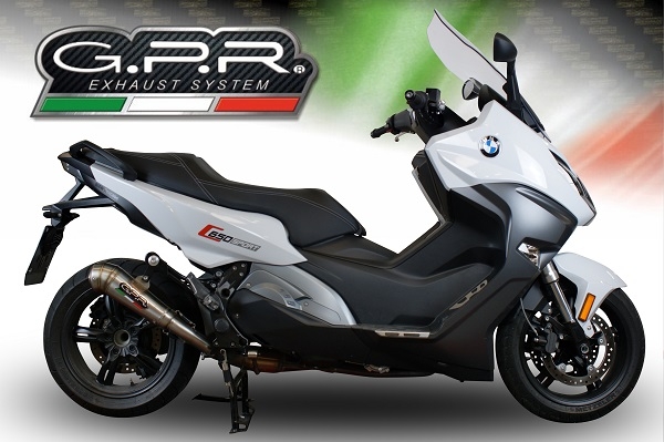 Exhaust compatible with Bmw C650 Sport 2016-2020, Powercone Evo, Slip-on exhaust including removable db killer and link pipe 