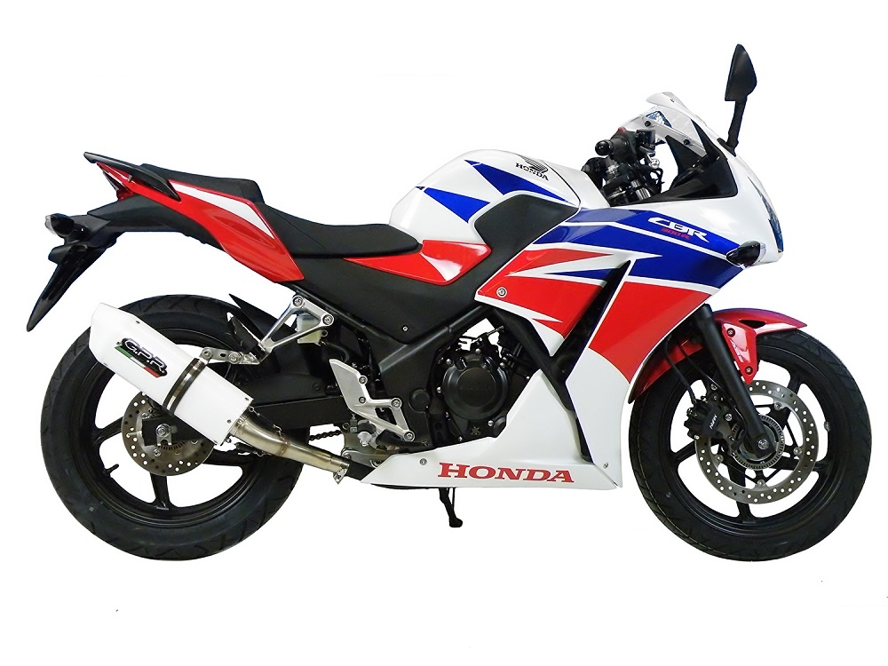 Exhaust compatible with Honda CBR300R 2014-2016, Albus Ceramic, Slip-on exhaust including removable db killer and link pipe, not EPA-compliant 