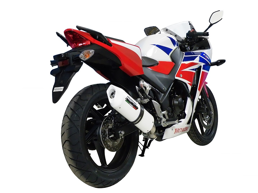 Exhaust compatible with Honda CBR300R 2014-2016, Albus Ceramic, Slip-on exhaust including removable db killer and link pipe, not EPA-compliant 
