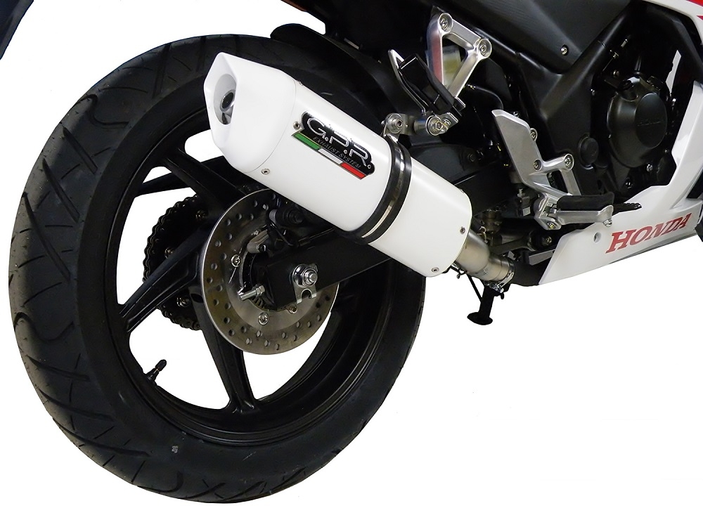 Exhaust compatible with Honda CBR300R 2014-2016, Albus Ceramic, Slip-on exhaust including removable db killer and link pipe, not EPA-compliant 