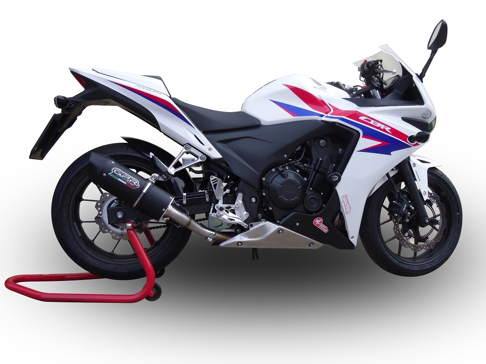 Exhaust compatible with Honda CBR500R 2023-2024, Furore Nero, Slip-on exhaust including removable db killer and link pipe, EPA-compliant 