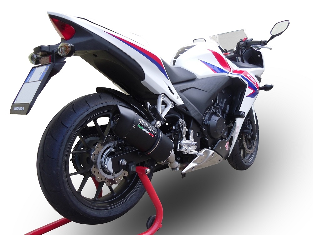 Exhaust compatible with Honda CBR500R 2023-2024, Furore Nero, Slip-on exhaust including removable db killer and link pipe, EPA-compliant 