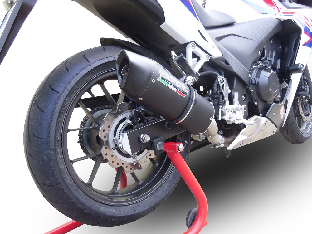 Exhaust compatible with Honda CBR500R 2023-2024, Furore Nero, Slip-on exhaust including removable db killer and link pipe, EPA-compliant 