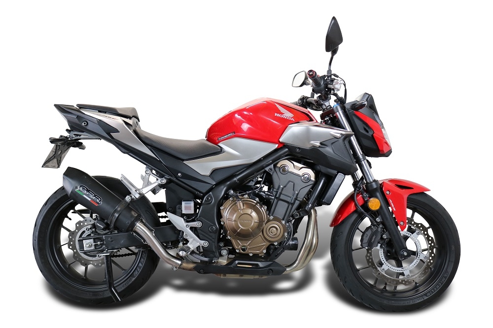 Exhaust compatible with Honda CB500F 2021-2025, GP Evo4 Black Titanium, Slip-on exhaust including removable db killer and link pipe 