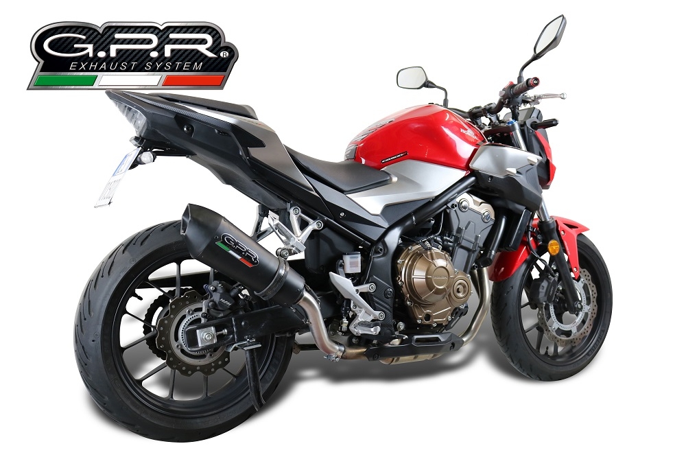 Exhaust compatible with Honda CB500F 2021-2025, GP Evo4 Black Titanium, Slip-on exhaust including removable db killer and link pipe 