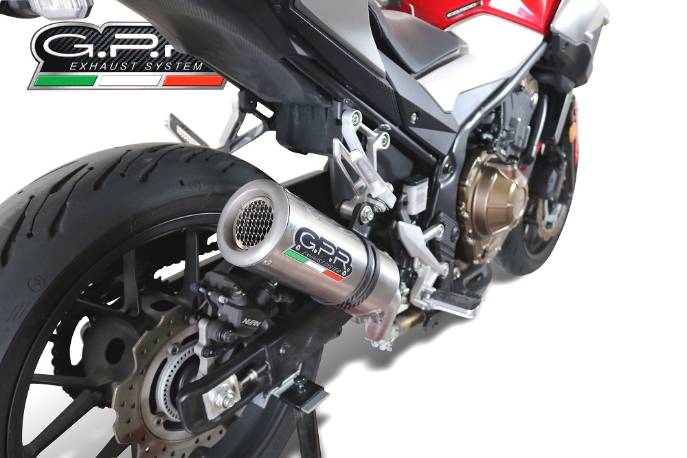 Exhaust compatible with Honda NX500 2024-2025, M3 Titanium Natural, Slip-on exhaust including removable db killer and link pipe, EPA-compliant 