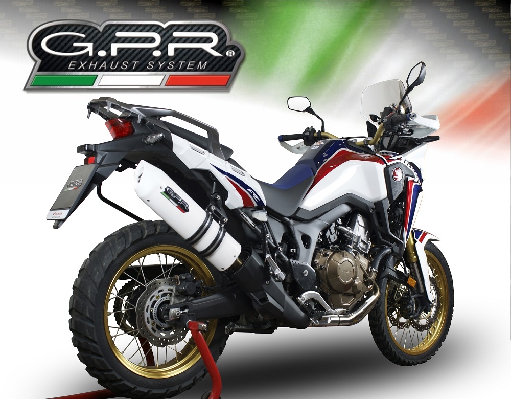 GPR exhaust compatible with  Honda CRF1000L Africa Twin Adventure Sport 2018-2020, Albus Evo4, Slip-on exhaust including removable db killer and link pipe, EPA-compliant 