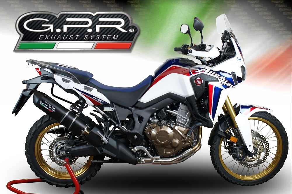 GPR exhaust compatible with  Honda CRF1000L Africa Twin Adventure Sport 2018-2020, Furore Evo4 Nero, Slip-on exhaust including removable db killer and link pipe, EPA-compliant 