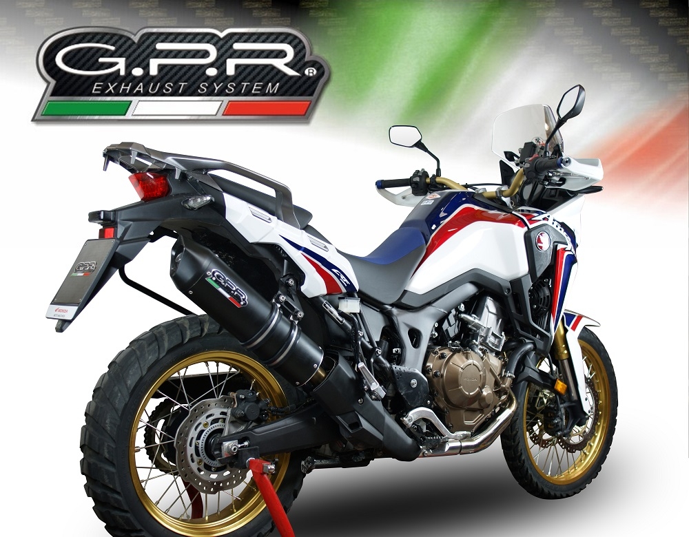 GPR exhaust compatible with  Honda CRF1000L Africa Twin Adventure Sport 2018-2020, Furore Evo4 Nero, Slip-on exhaust including removable db killer and link pipe, EPA-compliant 
