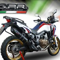 GPR exhaust compatible with  Honda CRF1000L Africa Twin Adventure Sport 2018-2020, Furore Evo4 Nero, Slip-on exhaust including removable db killer and link pipe, EPA-compliant 