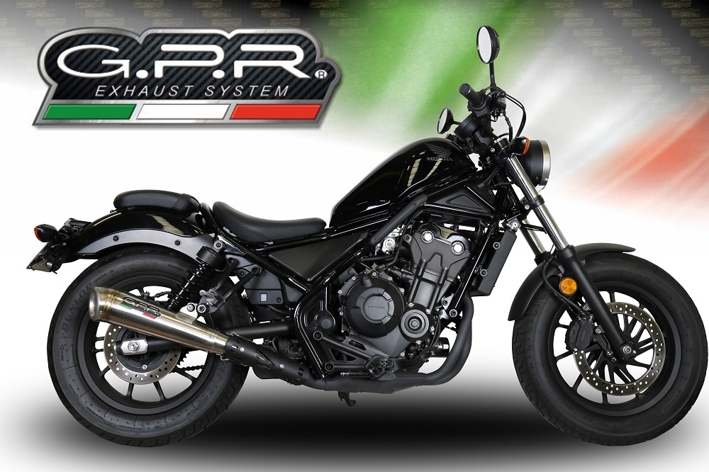 Exhaust compatible with Honda Rebel 500 2021-2023, Powercone Evo, Slip-on exhaust including removable db killer and link pipe, EPA-compliant 