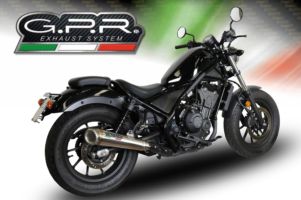 Exhaust compatible with Honda Rebel 500 2021-2023, Powercone Evo, Slip-on exhaust including removable db killer and link pipe, EPA-compliant 