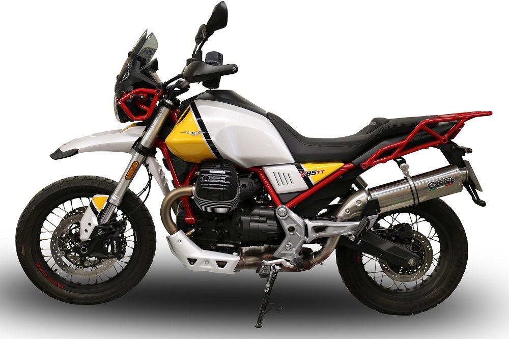 Exhaust compatible with Moto Guzzi V85TT 2021-2024, Trioval, Slip-on exhaust including removable db killer and link pipe, EPA-compliant 