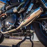 Exhaust compatible with Triumph Street Twin 900 2020-2021, Deeptone Inox, Dual slip-on including removable db killers and link pipes, EPA-compliant 