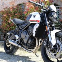 Exhaust compatible with Triumph Trident 660 2021-2024, M3 Titanium Natural, Full system exhaust including removable db killer and catalyst 