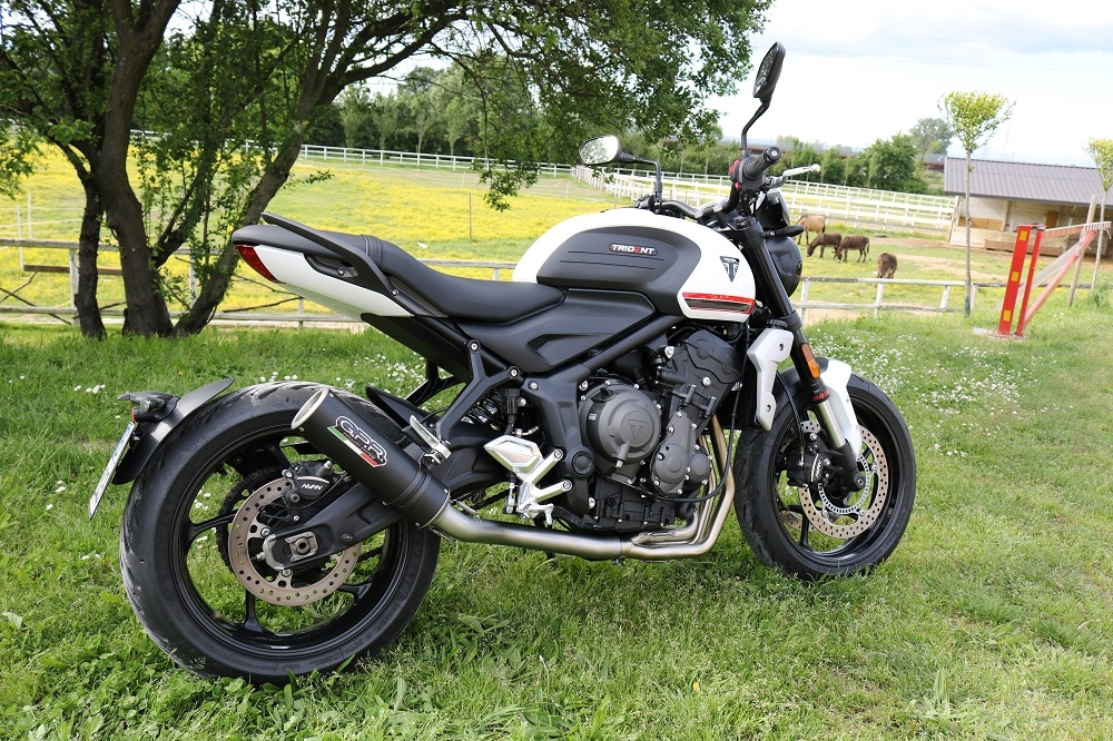 Exhaust compatible with Triumph Trident 660 2021-2024, M3 Black Titanium, Full system exhaust, including removable db killer 