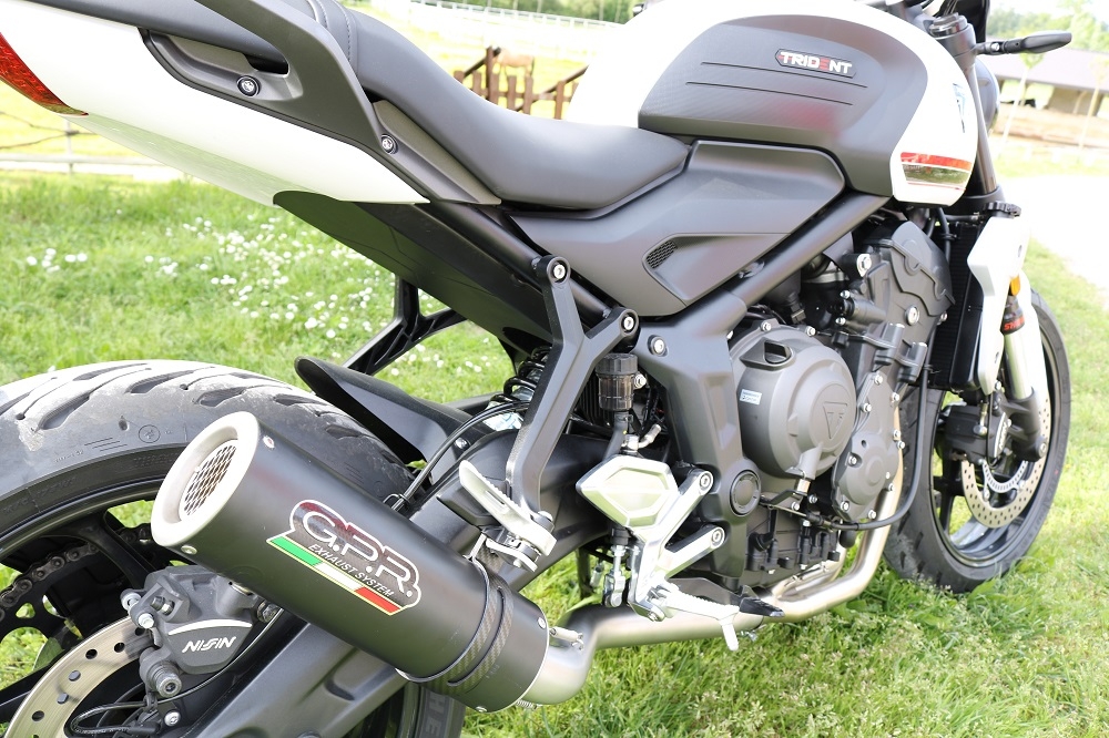 Exhaust compatible with Triumph Trident 660 2021-2024, M3 Black Titanium, Full system exhaust, including removable db killer 