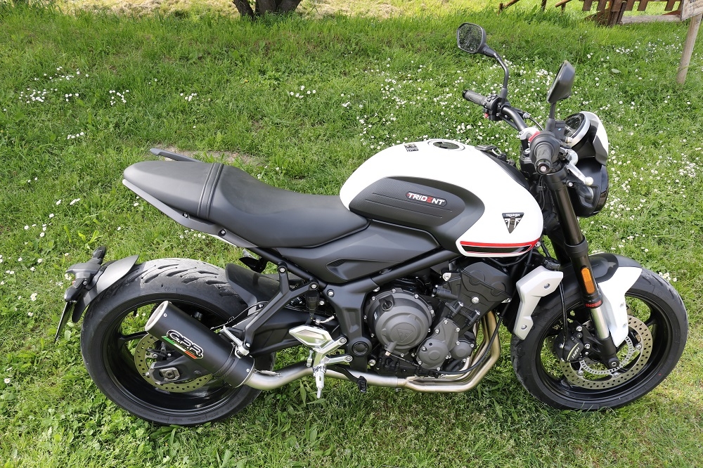 Exhaust compatible with Triumph Trident 660 2021-2024, M3 Black Titanium, Full system exhaust, including removable db killer 
