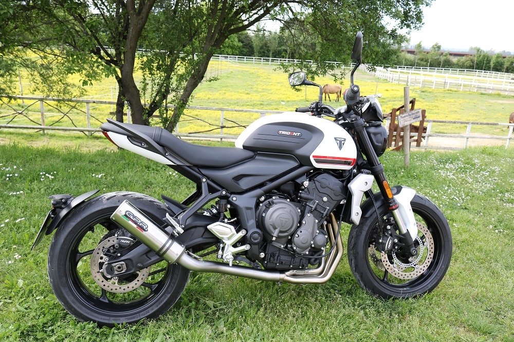 Exhaust compatible with Triumph Trident 660 2021-2024, M3 Titanium Natural, Full system exhaust, including removable db killer 