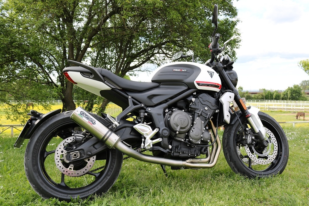 Exhaust compatible with Triumph Trident 660 2021-2024, M3 Titanium Natural, Full system exhaust, including removable db killer 