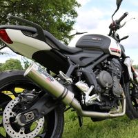 Exhaust compatible with Triumph Trident 660 2021-2024, M3 Titanium Natural, Full system exhaust, including removable db killer 