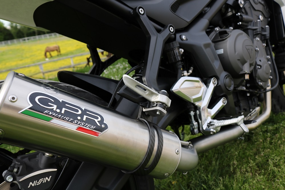 Exhaust compatible with Triumph Trident 660 2021-2024, M3 Titanium Natural, Full system exhaust, including removable db killer 