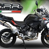 GPR exhaust compatible with  Benelli Trk 502 X 2021-2024, New Grand Prix Evo Titanium, Slip-on exhaust including removable db killer and link pipe, EPA-compliant 