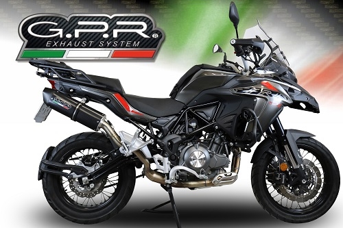 Exhaust compatible with Benelli Trk 502 X 2017-2020, Furore Evo4 Nero, Slip-on exhaust including removable db killer and link pipe 