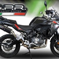 Exhaust compatible with Benelli Trk 502 X 2017-2020, Furore Evo4 Nero, Slip-on exhaust including removable db killer and link pipe 