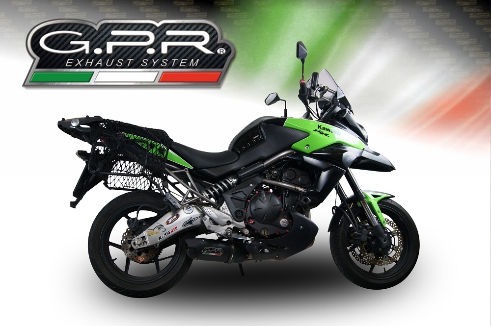 Exhaust compatible with Kawasaki Versys 650 2006-2014, Furore Nero, Slip-on exhaust including removable db killer and link pipe 