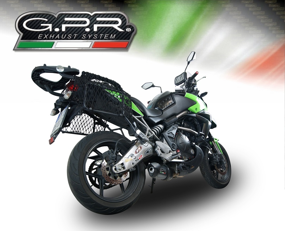 Exhaust compatible with Kawasaki Versys 650 2006-2014, Furore Nero, Slip-on exhaust including removable db killer and link pipe 