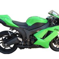 Exhaust compatible with Kawasaki Zx-6R 2005-2006, Tiburon Titanium, Slip-on exhaust including removable db killer and link pipe, EPA-compliant 