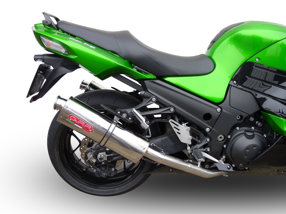 GPR exhaust compatible with Kawasaki ZX-14R 2008-2011, Trioval, Dual slip-on including removable db killers and link pipes, not EPA-compliant 