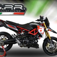 Exhaust compatible with Aprilia Dorsoduro 750 2008-2016, Furore Nero, Dual slip-on including removable db killers and link pipes, EPA-compliant 