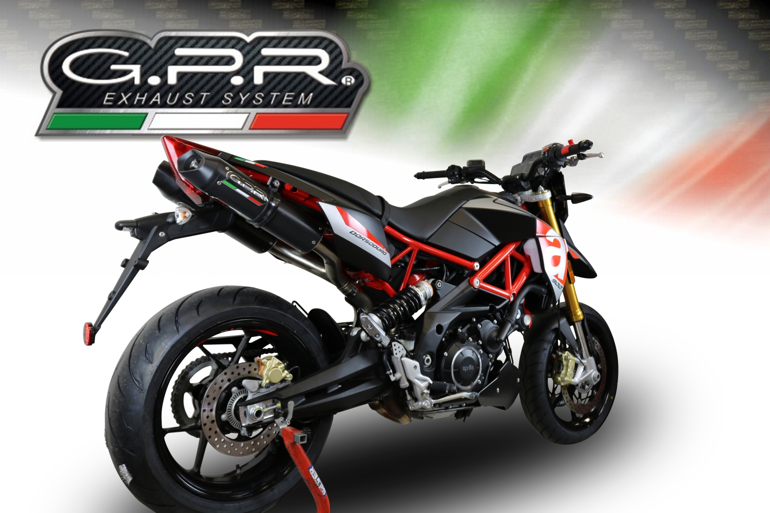 Exhaust compatible with Aprilia Dorsoduro 750 2008-2016, Furore Nero, Dual slip-on including removable db killers and link pipes, EPA-compliant 