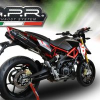 Exhaust compatible with Aprilia Dorsoduro 750 2008-2016, Furore Nero, Dual slip-on including removable db killers and link pipes, EPA-compliant 