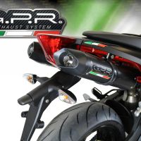 Exhaust compatible with Aprilia Dorsoduro 750 2008-2016, Furore Nero, Dual slip-on including removable db killers and link pipes, EPA-compliant 