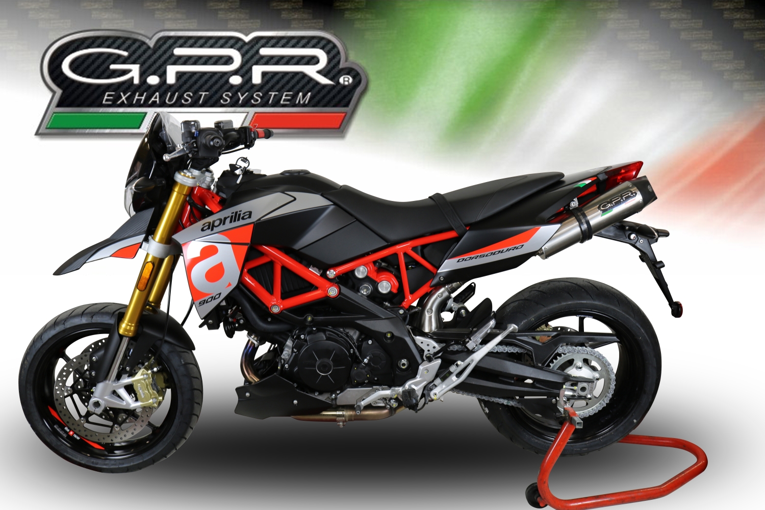 Exhaust compatible with Aprilia Dorsoduro 750 2008-2016, Gpe Ann. titanium, Dual slip-on including removable db killers and link pipes 