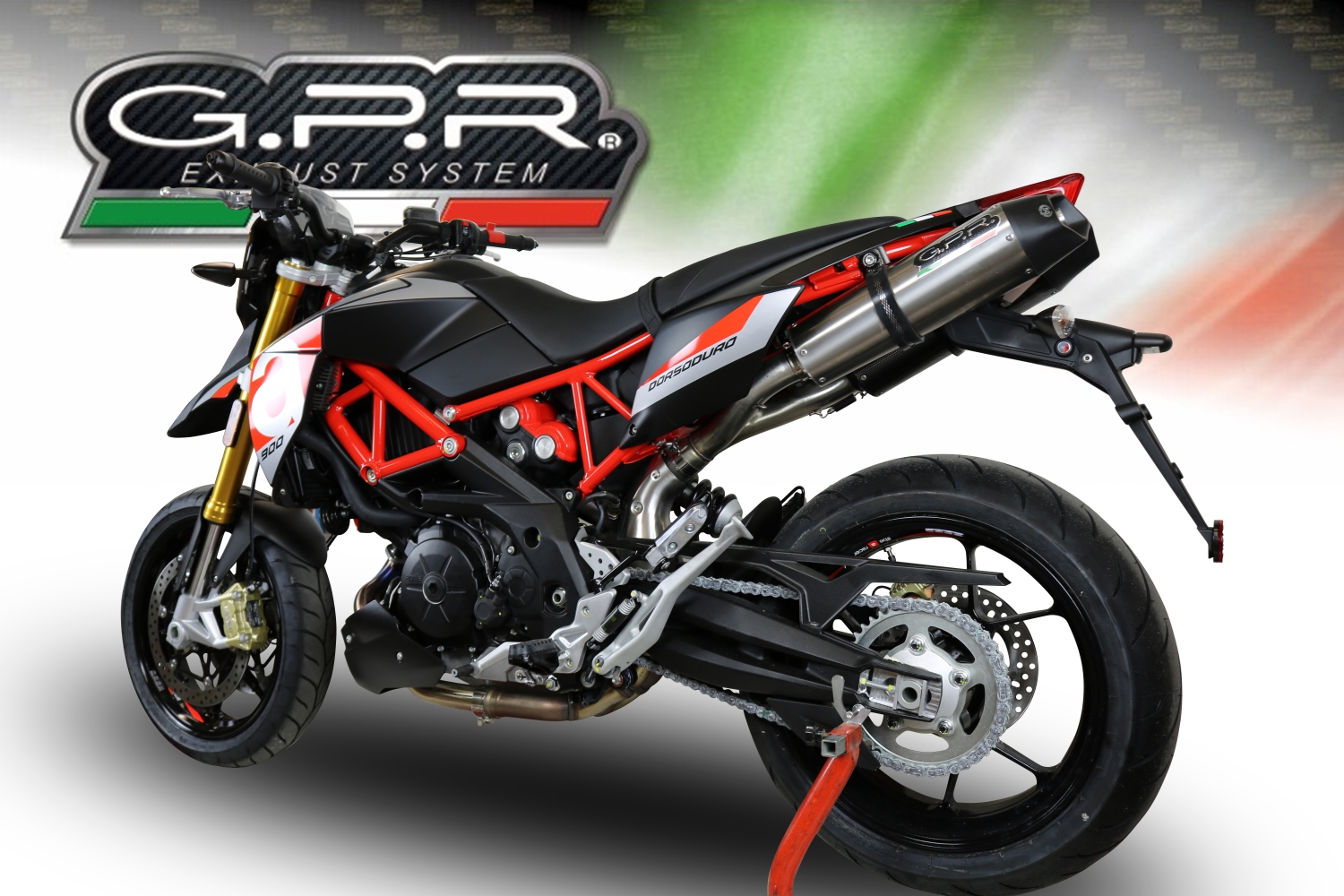 Exhaust compatible with Aprilia Dorsoduro 750 2008-2016, Gpe Ann. titanium, Dual slip-on including removable db killers and link pipes 