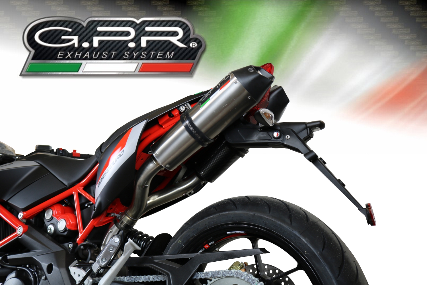 Exhaust compatible with Aprilia Dorsoduro 750 2008-2016, Gpe Ann. titanium, Dual slip-on including removable db killers and link pipes 