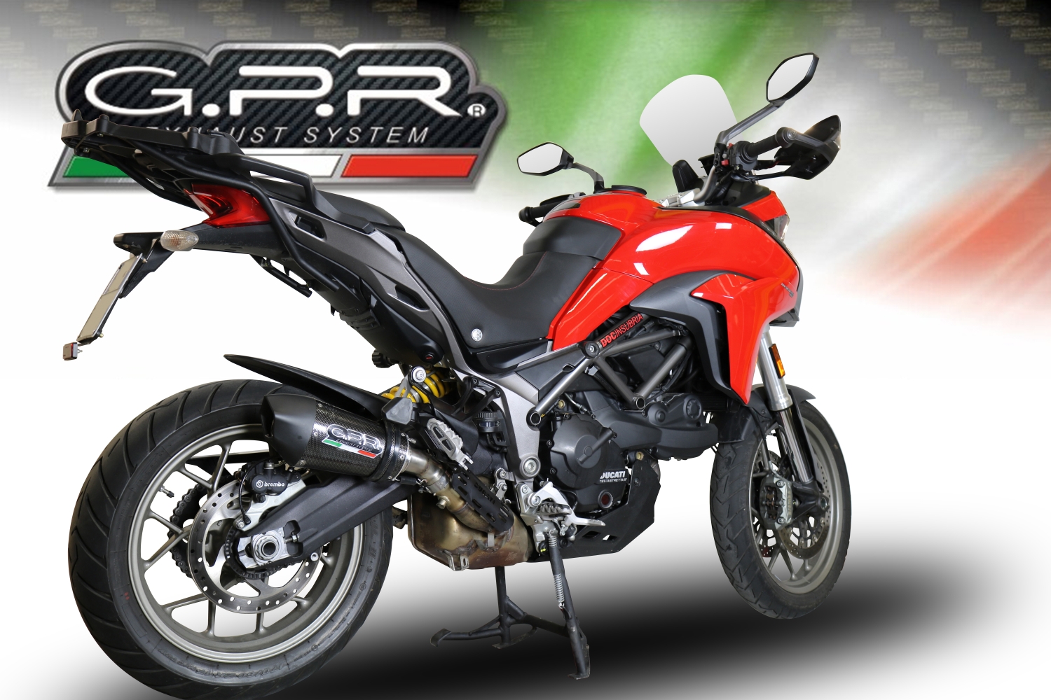Exhaust compatible with Ducati Multistrada 950 2021-2024, GP Evo4 Poppy, Slip-on exhaust including removable db killer and link pipe 