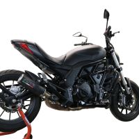Exhaust compatible with Benelli 502 C 2019-2020, M3 Black Titanium, Slip-on exhaust including removable db killer and link pipe, EPA-compliant 