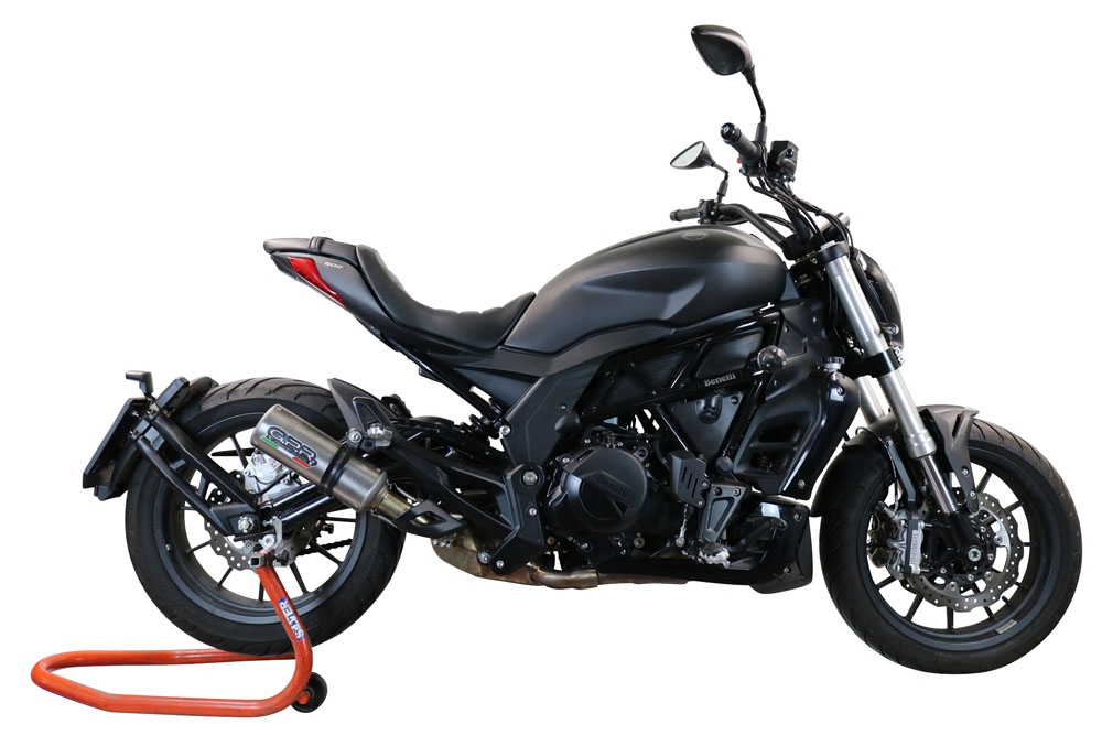 Exhaust compatible with Benelli 502 C 2021-2024, M3 Inox , Slip-on exhaust including removable db killer and link pipe, EPA-compliant 