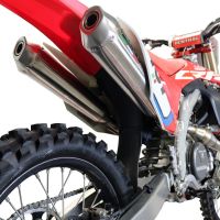 Exhaust compatible with Honda CRF450R/RX 2017-2020, Pentacross Inox, Full system exhaust, including dual silencers, removable db killers/spark arrestors 