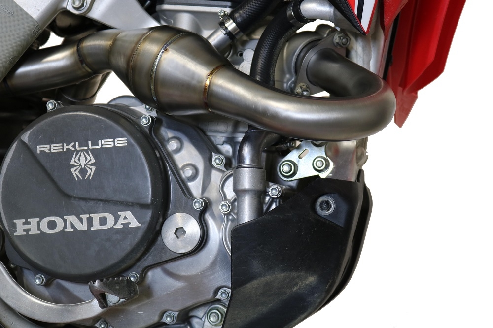 Exhaust compatible with Honda CRF450R/RX 2017-2020, Pentacross Inox, Full system exhaust, including dual silencers, removable db killers/spark arrestors 